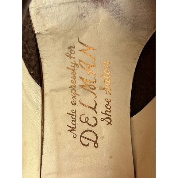 50s Delman VTG Brown Suede Ladies Pump Wood Heel Made in England Suede Sz 7-7.5 - Picture 9 of 11